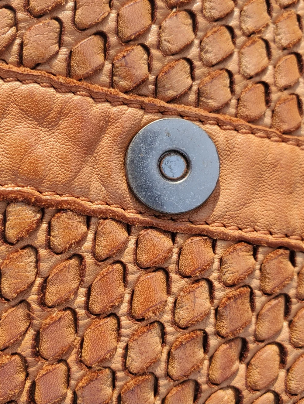 Tan Woven Leather Crossbody Bag - Passport To India - Picture 7 of 9
